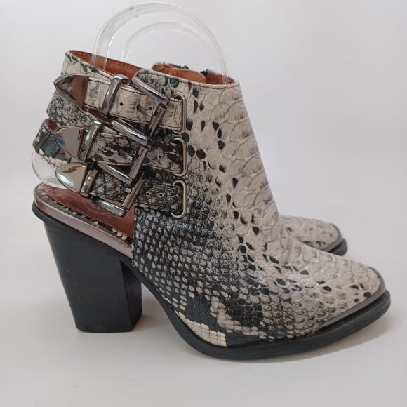 Jeffrey Campbell Ankle Booties Ibeza Carlton Snake Python Buckle Heels Size 6.5 - Picture 11 of 16